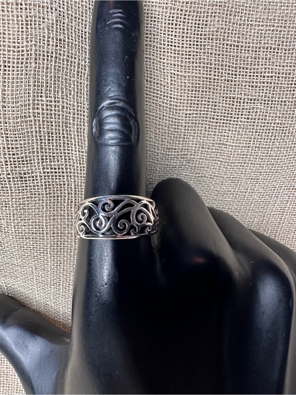 VTG Sterling Filigree Ring .925 Sz 8